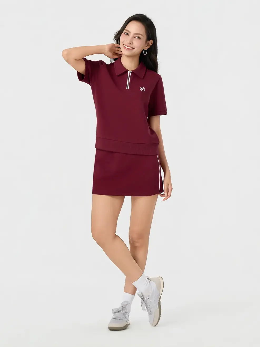 Bộ Đồ Nữ Cổ Nẹp Khóa Chân Váy - Đỏ 050 - S