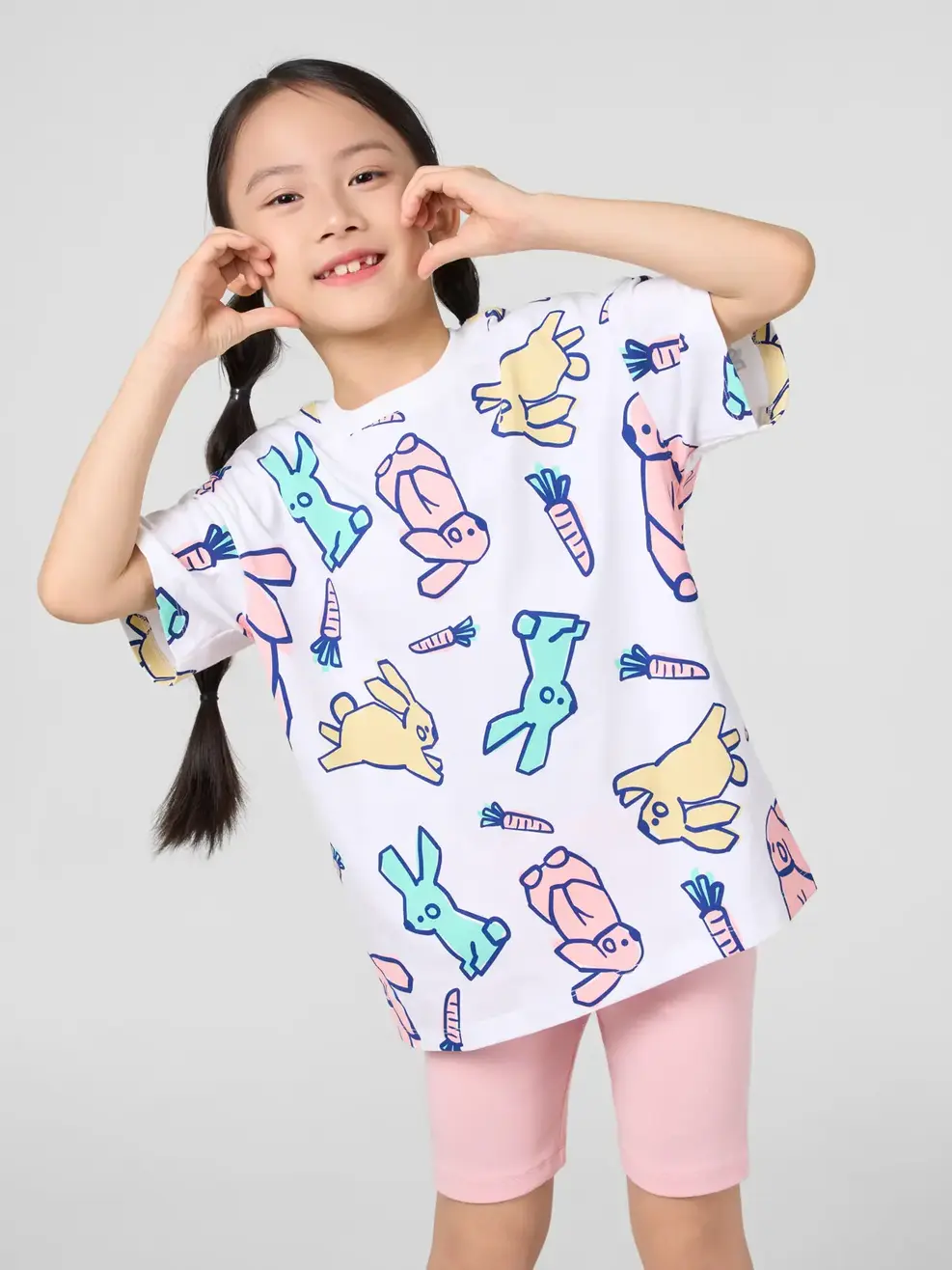 Bộ Đồ In Tràn Chú Thỏ - Trắng 001 - 2-3