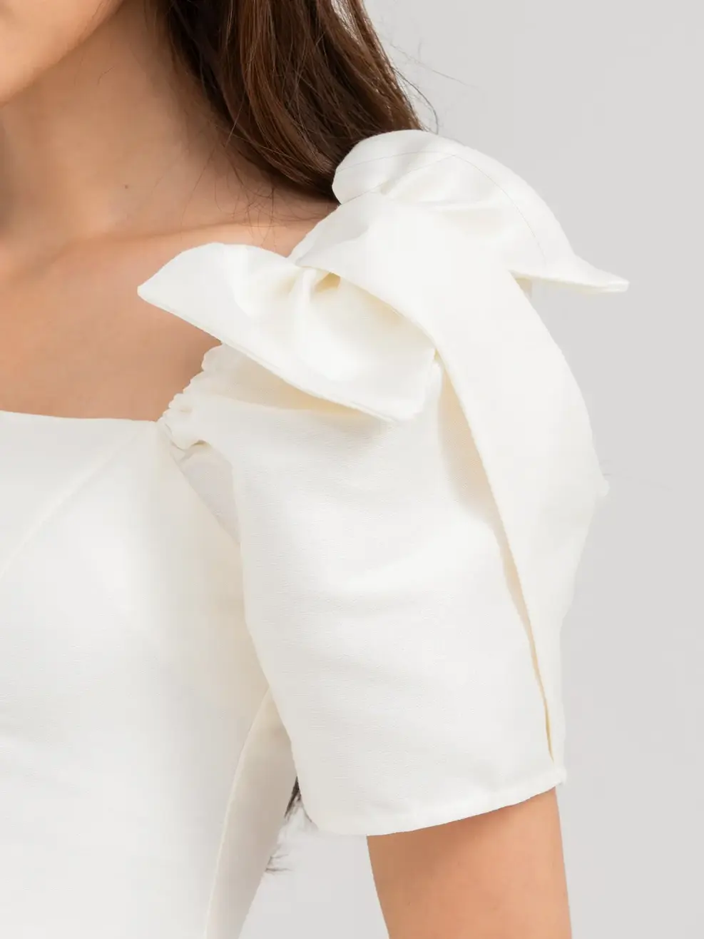 Đầm Tiệc Nữ Vai Nơ - Trắng ngà - S