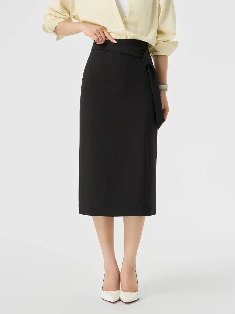 Chân Váy Bút Chì Vạt Đai Chéo (CVN7116) - Đen 001 - S