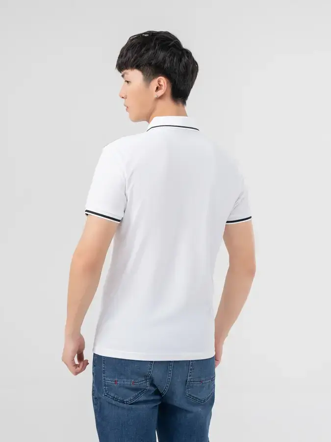 POLO THỂ THAO NAM PHỐI LÉ NỔI BẬT - Trắng - 3XL