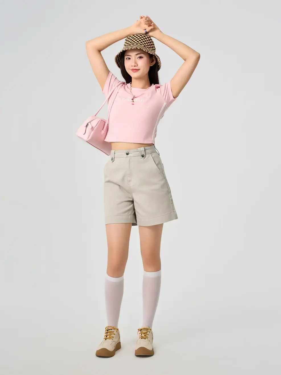 Quần Shorts Khaki Dáng A Đỉa Kẹp Cúc - Beige 074 - 26