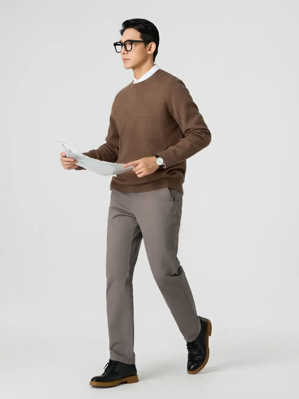 Quần Kaki Nam Phối Lé Túi - Ghi Đậm - 29