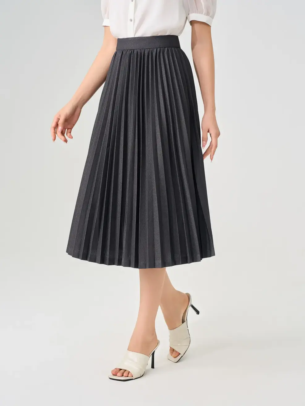 Chân Váy Nữ Dập Xòe Quạt - Xám - S