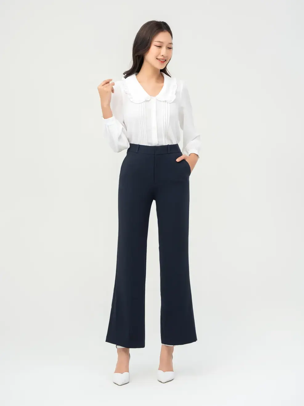 Quần Tây Nữ Ống Vểnh Cơ Bản - Tím than - XL