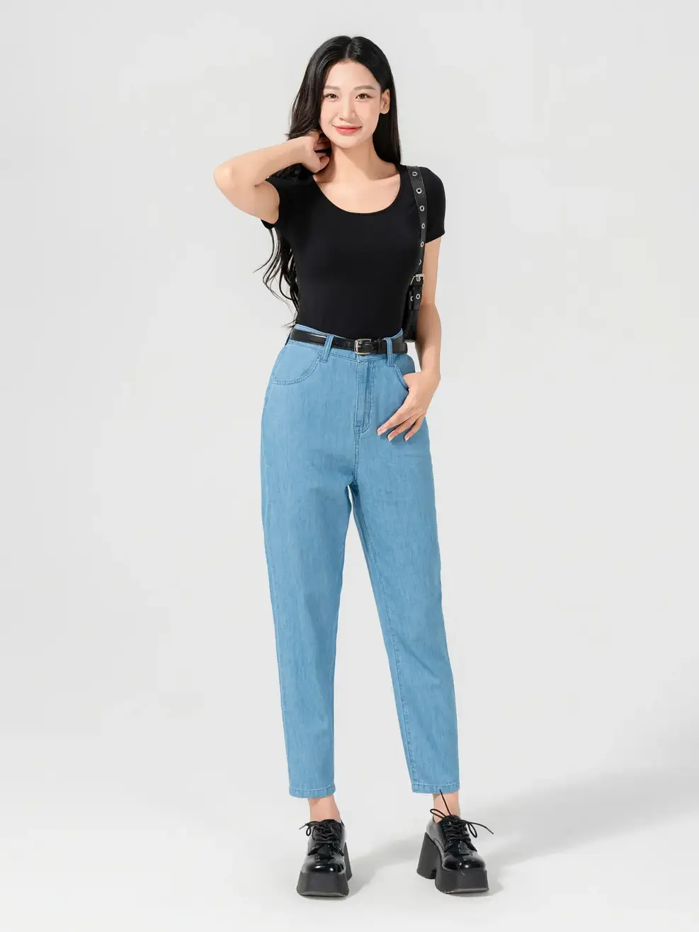 Quần Jean Nữ Giấy Tencel Baggy - Xanh nhạt - 25