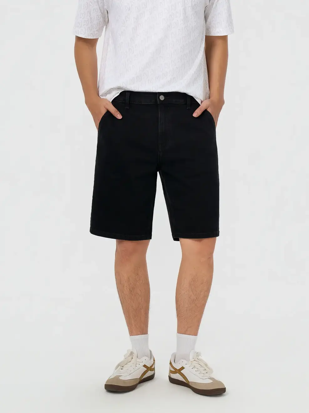 Quần Short Jeans Nam Regular Black Wash - Đen 011 - 28