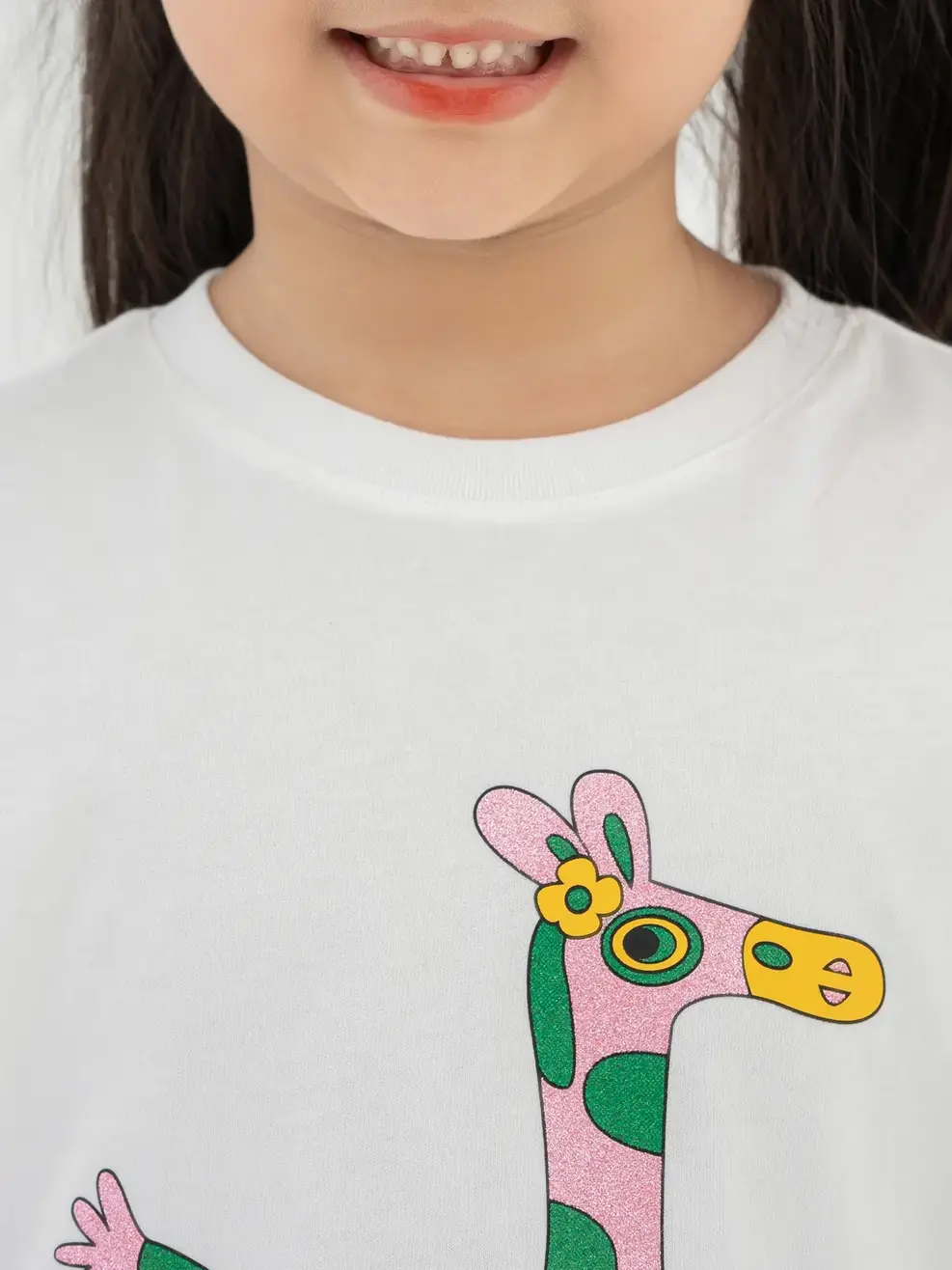 T-shirt Kid Bé In Hươu Cao Cổ - Trắng - 2