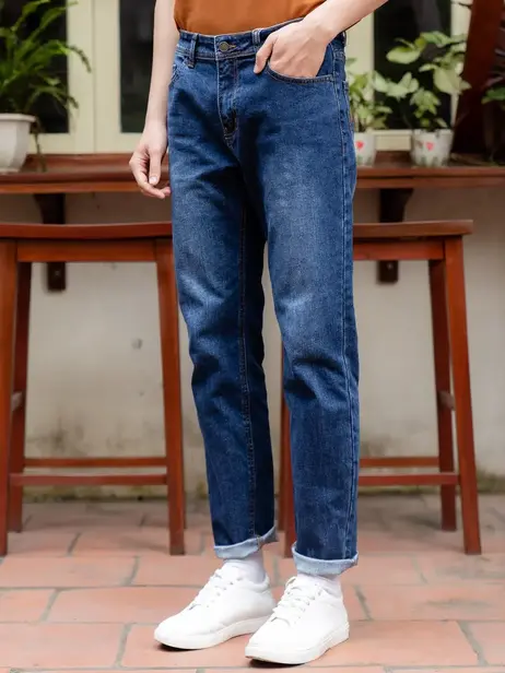 Quần Jeans Nam Cotton USA Ống Suông Co Giãn Tốt