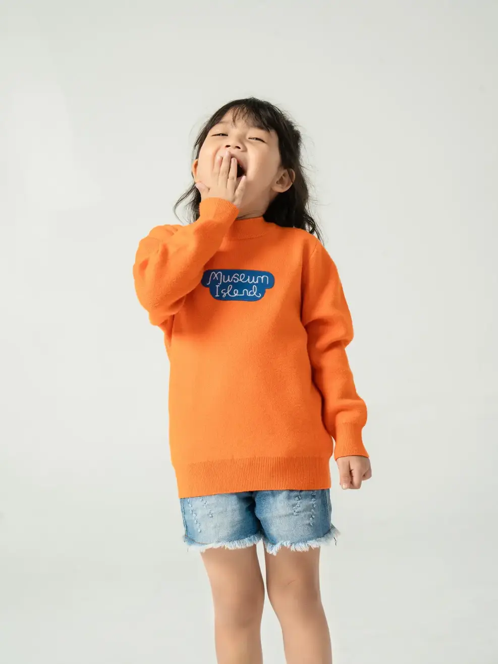 Áo len kid thân sau thêu lâu đài - Cam - 2