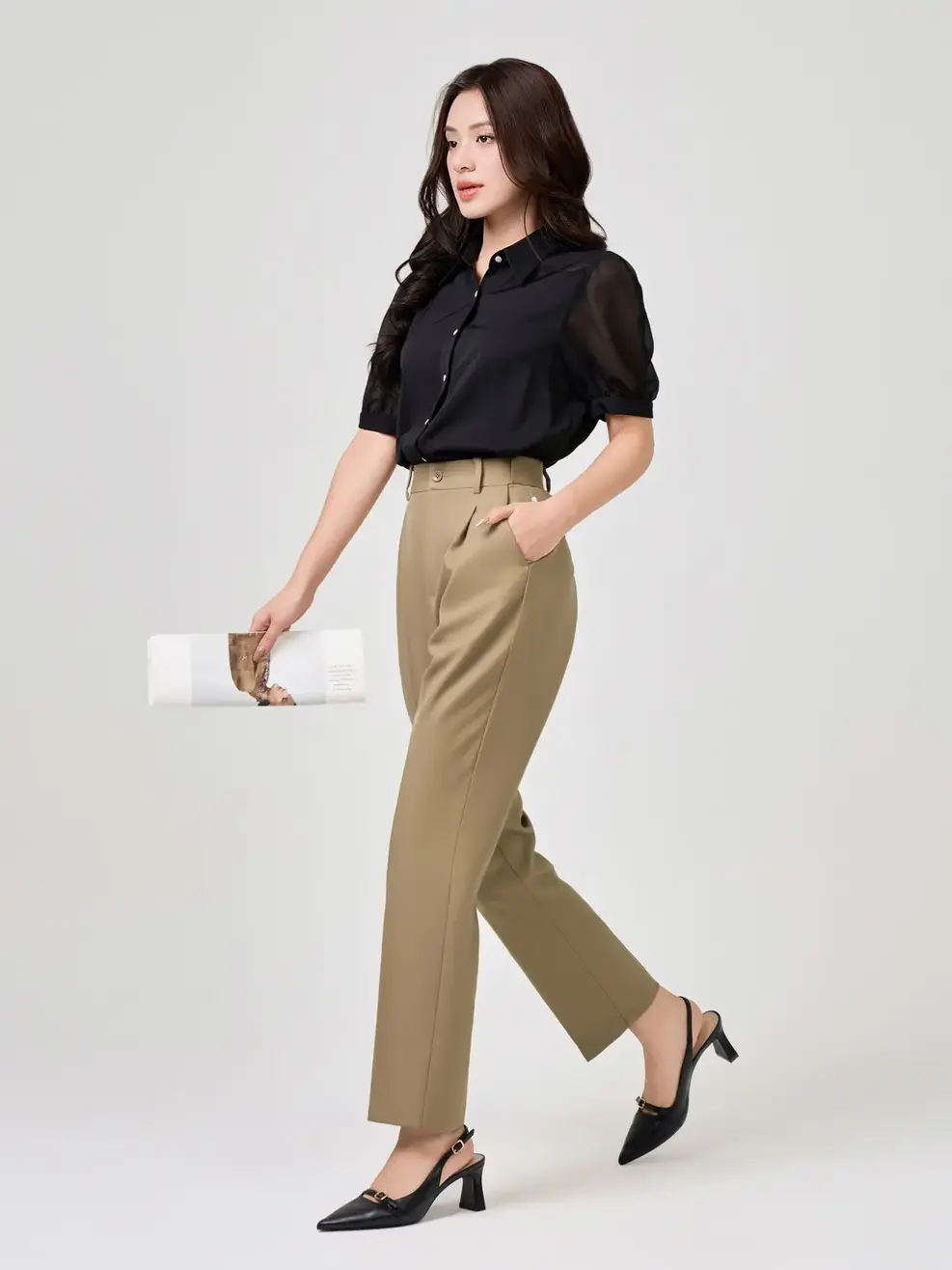 Quần Tây Nữ Nano Chun Di Động - Nâu be - M