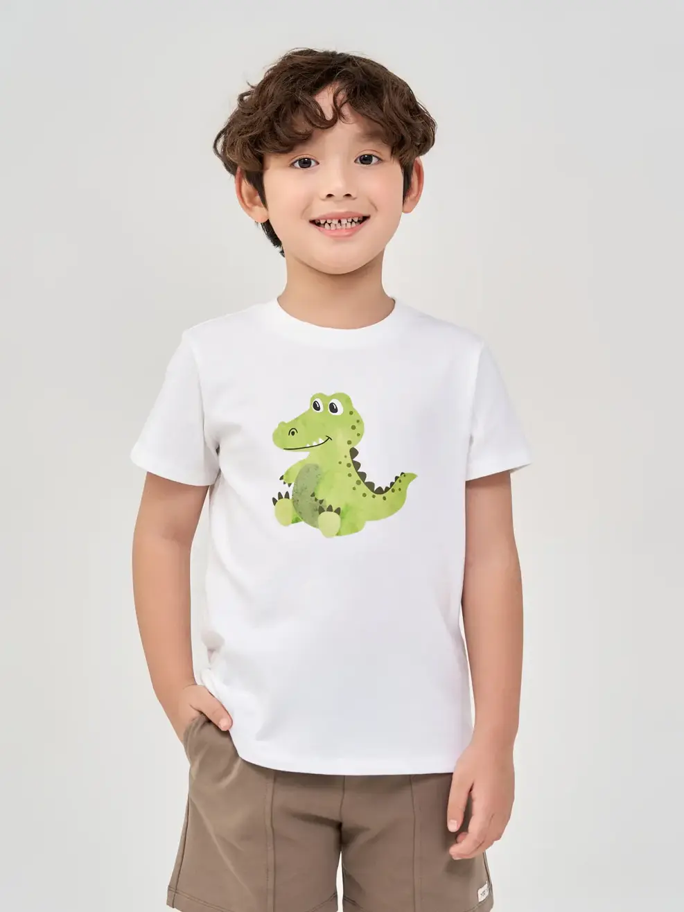 T-shirt Kid In Cá Sấu Vui Vẻ Cotton Usa - Trắng 1 - 2