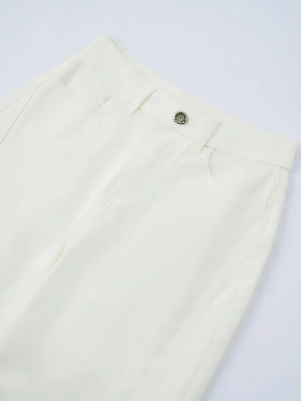 Quần Jeans Nữ Ống Rộng Cạp Cao Can Phối - Trắng - 25