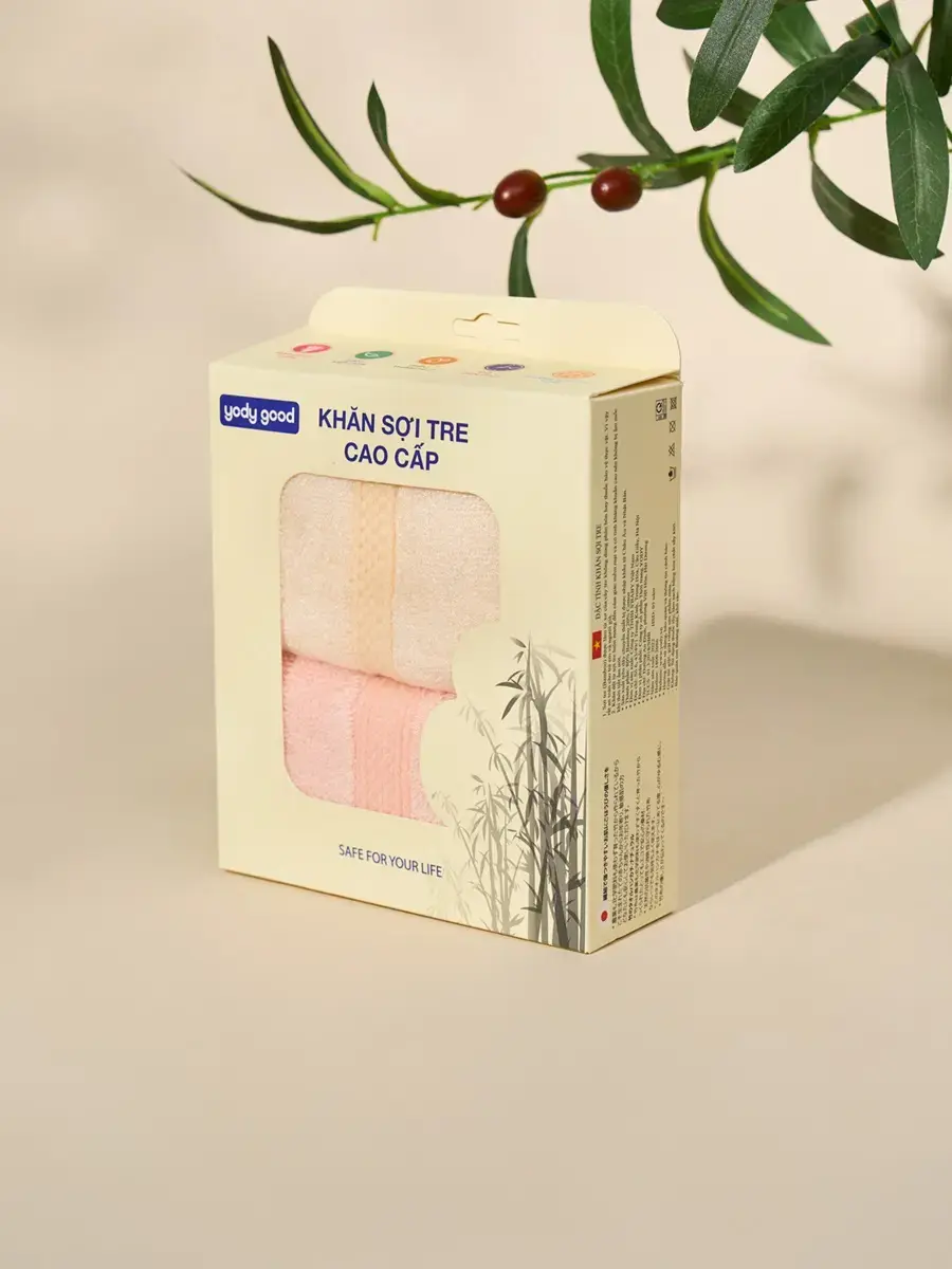 Khăn mặt sợi tre kháng khuẩn combo 2 - HỒNG-KEM