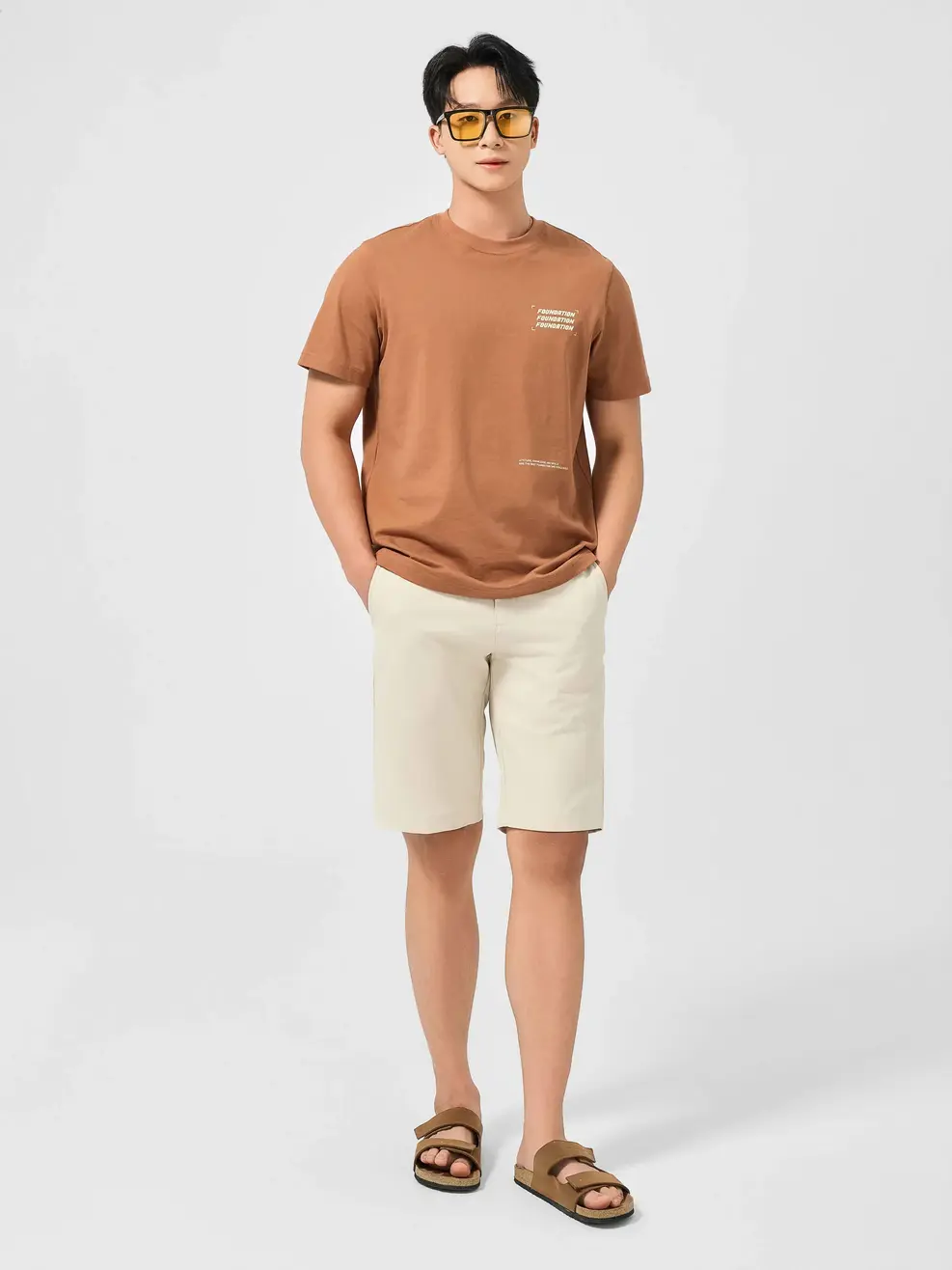 Quần Sooc Kaki Nam Cạp Di Động - Be - 34