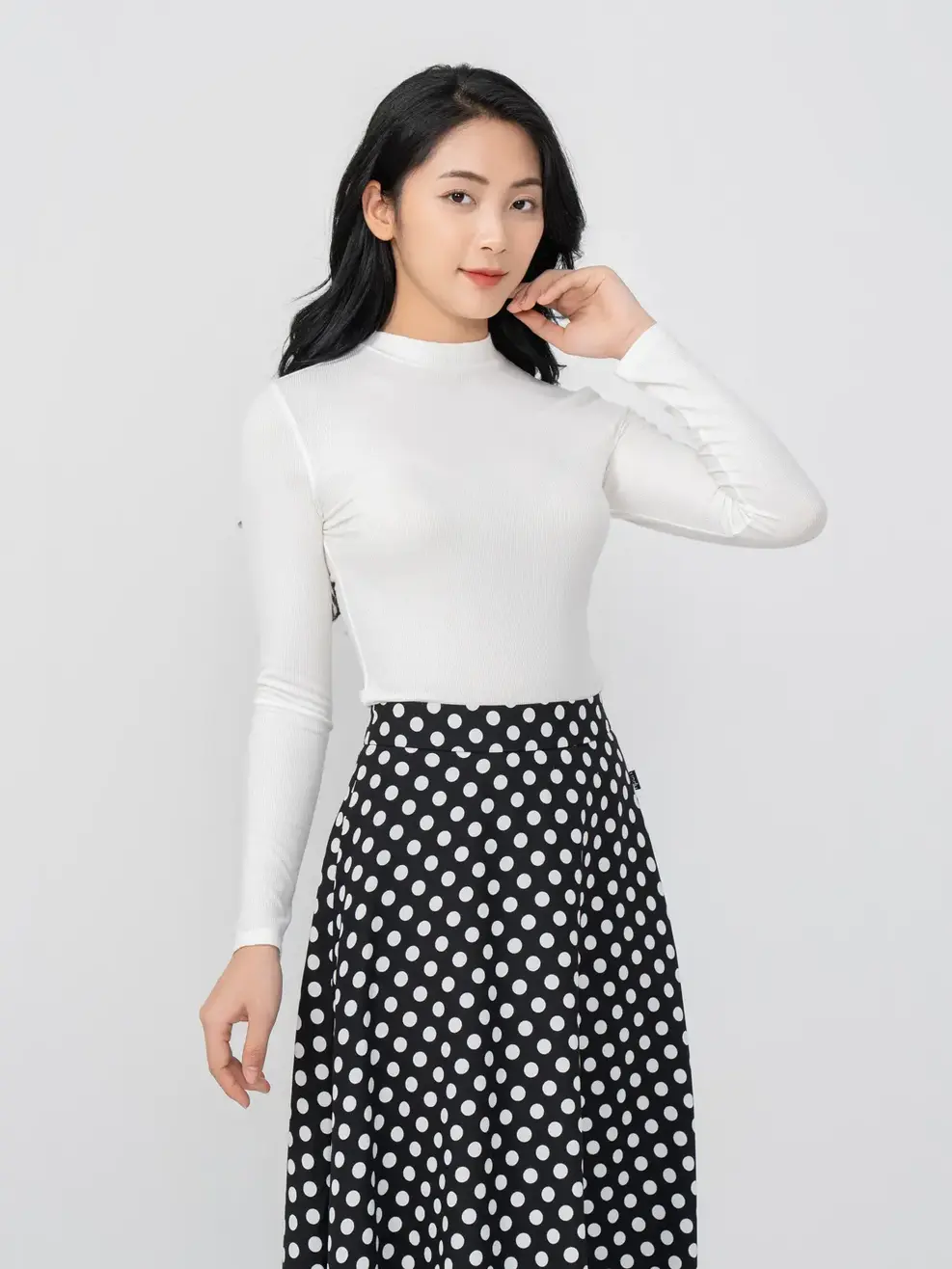 Áo Thu Đông Nữ Thun Zip Dáng Ôm - Trắng - S
