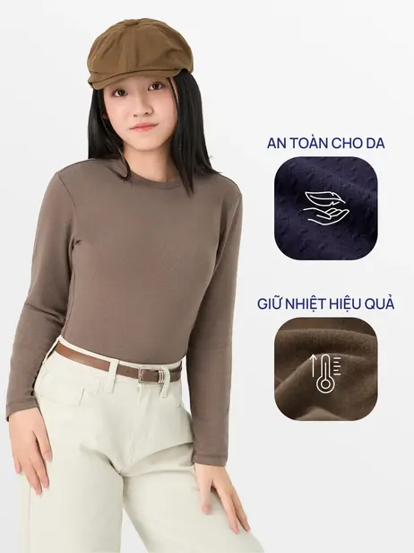 Áo Body Giữ Nhiệt Trẻ Em Cổ Tròn Cơ Bản