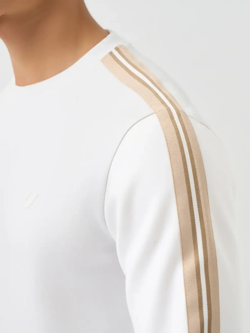 Áo Nỉ Nam Tay Phối Dây Dệt - Trắng 001 - M