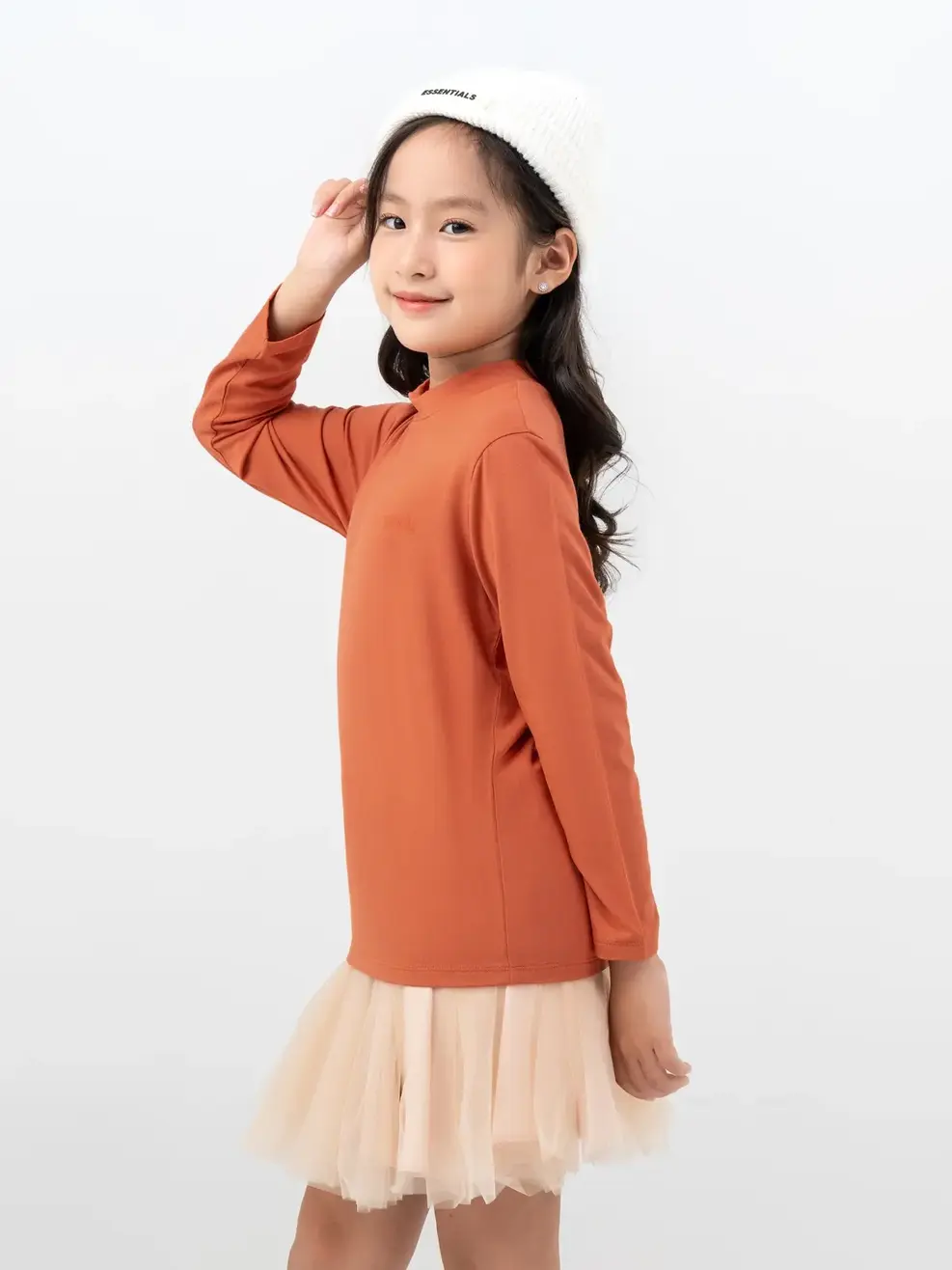 Áo Thun Trẻ Em Giữ Nhiệt Cổ 3cm - Cam - 2