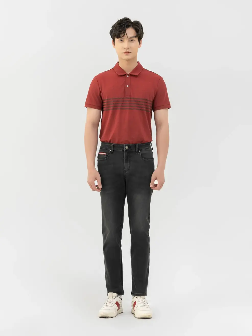 Quần Jean Nam Slimfit Rayon Dây Dệt Túi Đồng Hồ - Đen - 28