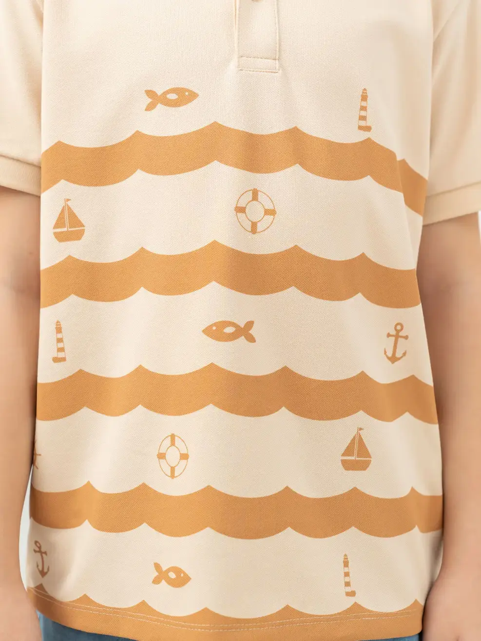 Polo Kid In Hoạ Tiết Hải Lý - Kem - 2