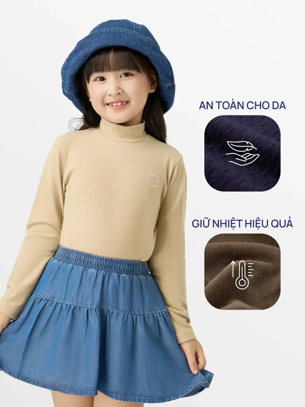 Áo Body Giữ Nhiệt Thêu Chú Gấu - Be 123 - 104