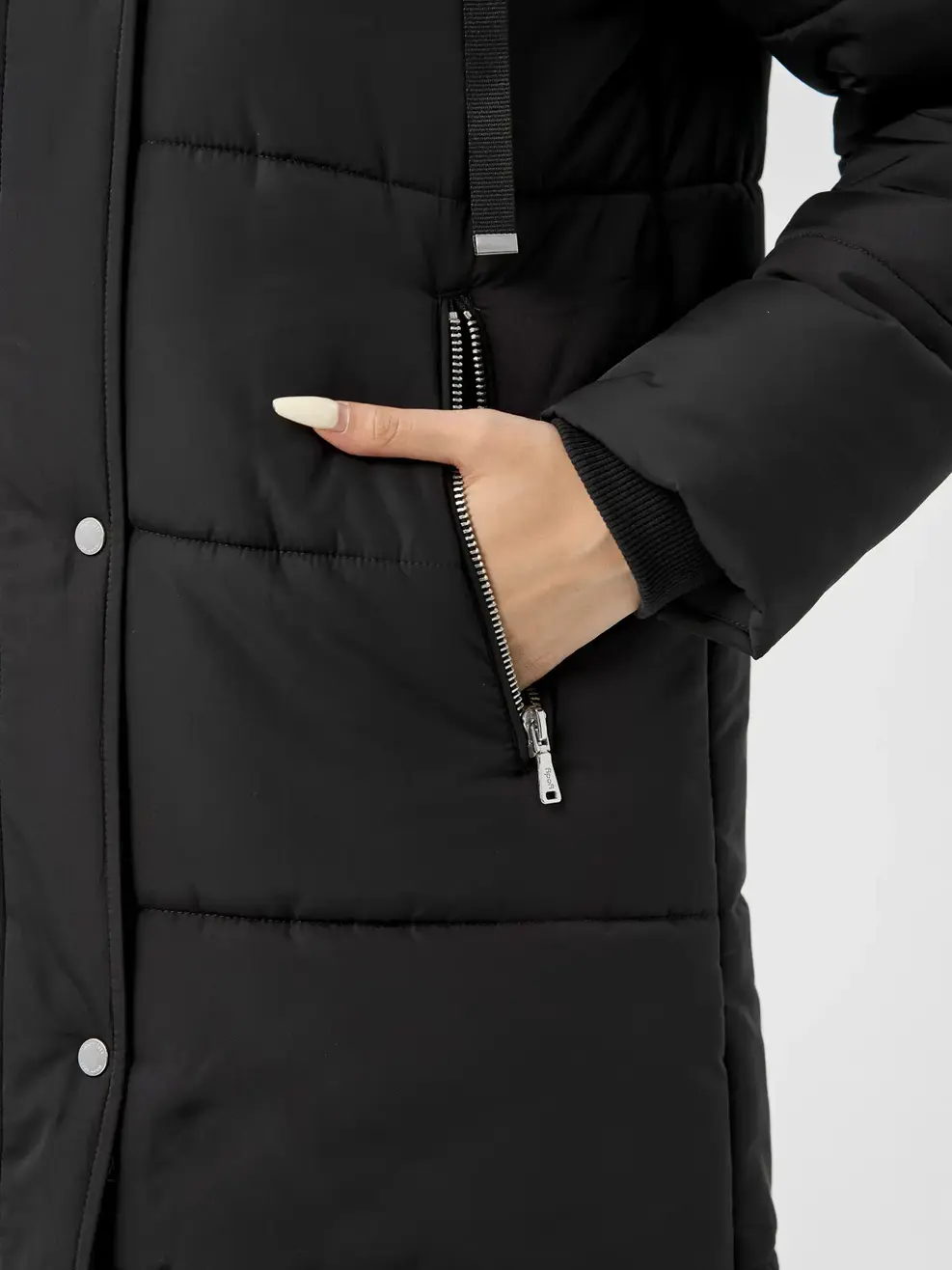 Phao Vip Nữ Dáng Dài  Khóa Phối Siêu Ấm - Đen - S