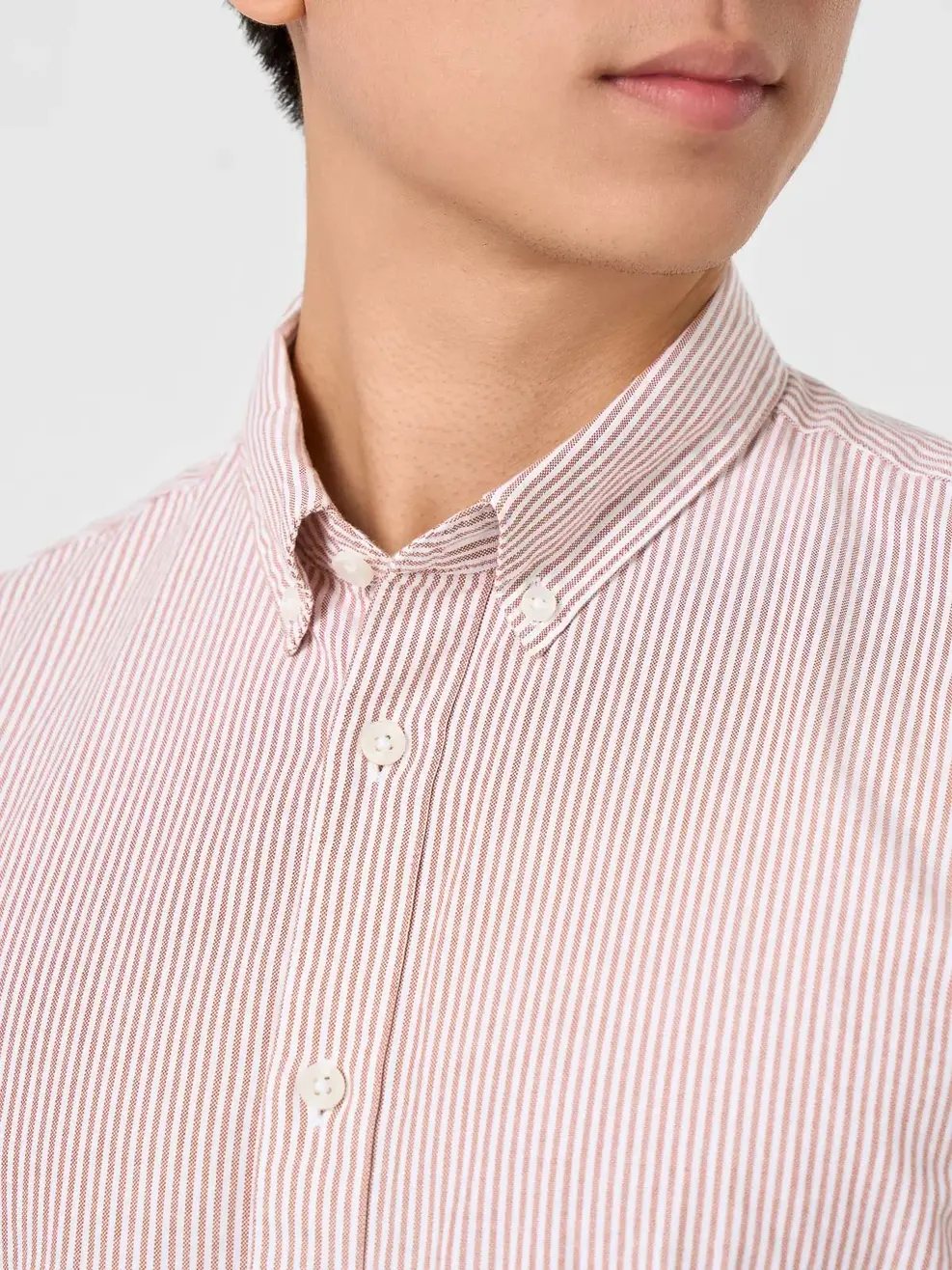 Áo Sơ-mi nam oxford kẻ sọc - Kẻ nâu 103 - M