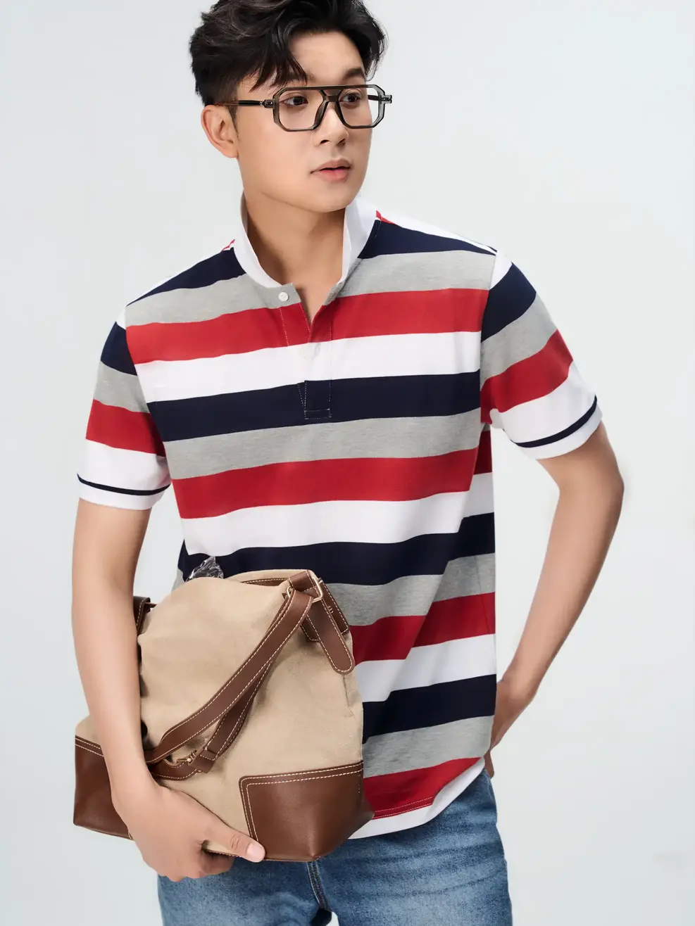 Áo Polo Nam Ngắn Tay Regular Kẻ To - Kẻ Đỏ 037 - M