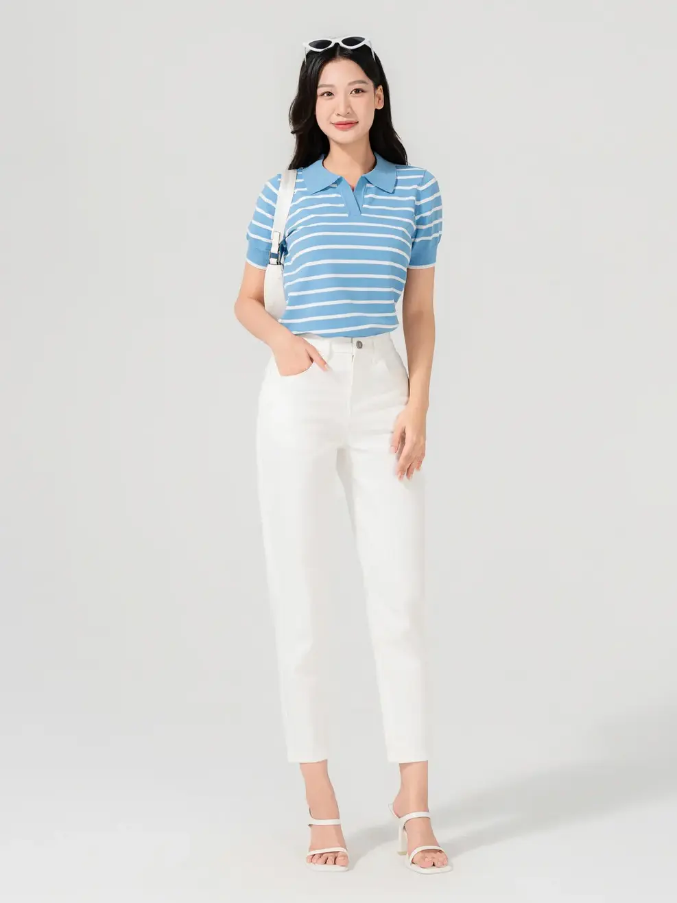 Quần Jean Nữ Baggy Bổ Túi - Trắng - 25