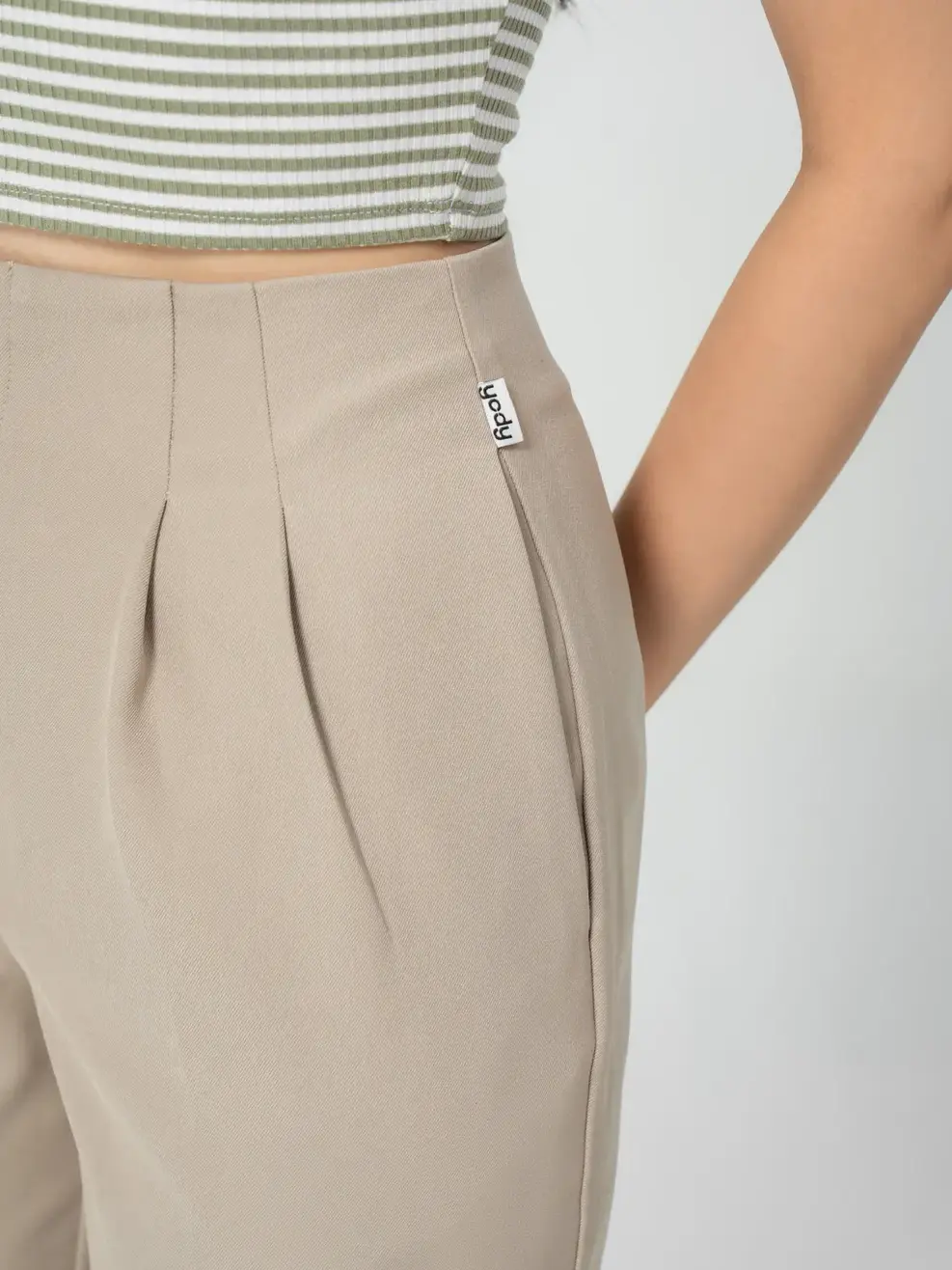 Quần âu nữ baggy cạp cap - Be - S