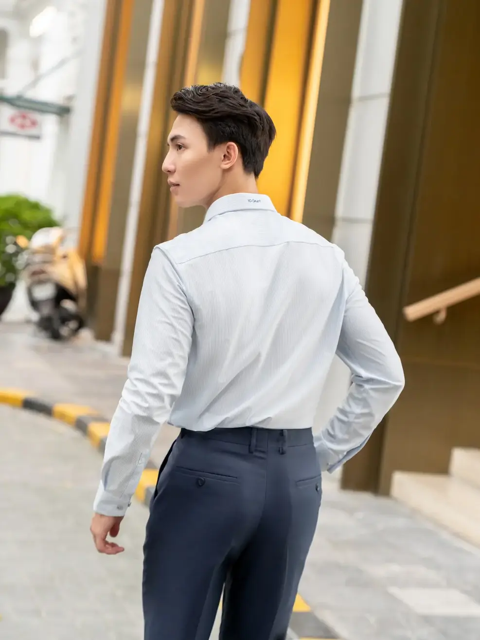 Sơ Mi Dài Tay Nam - Kẻ Xanh - M