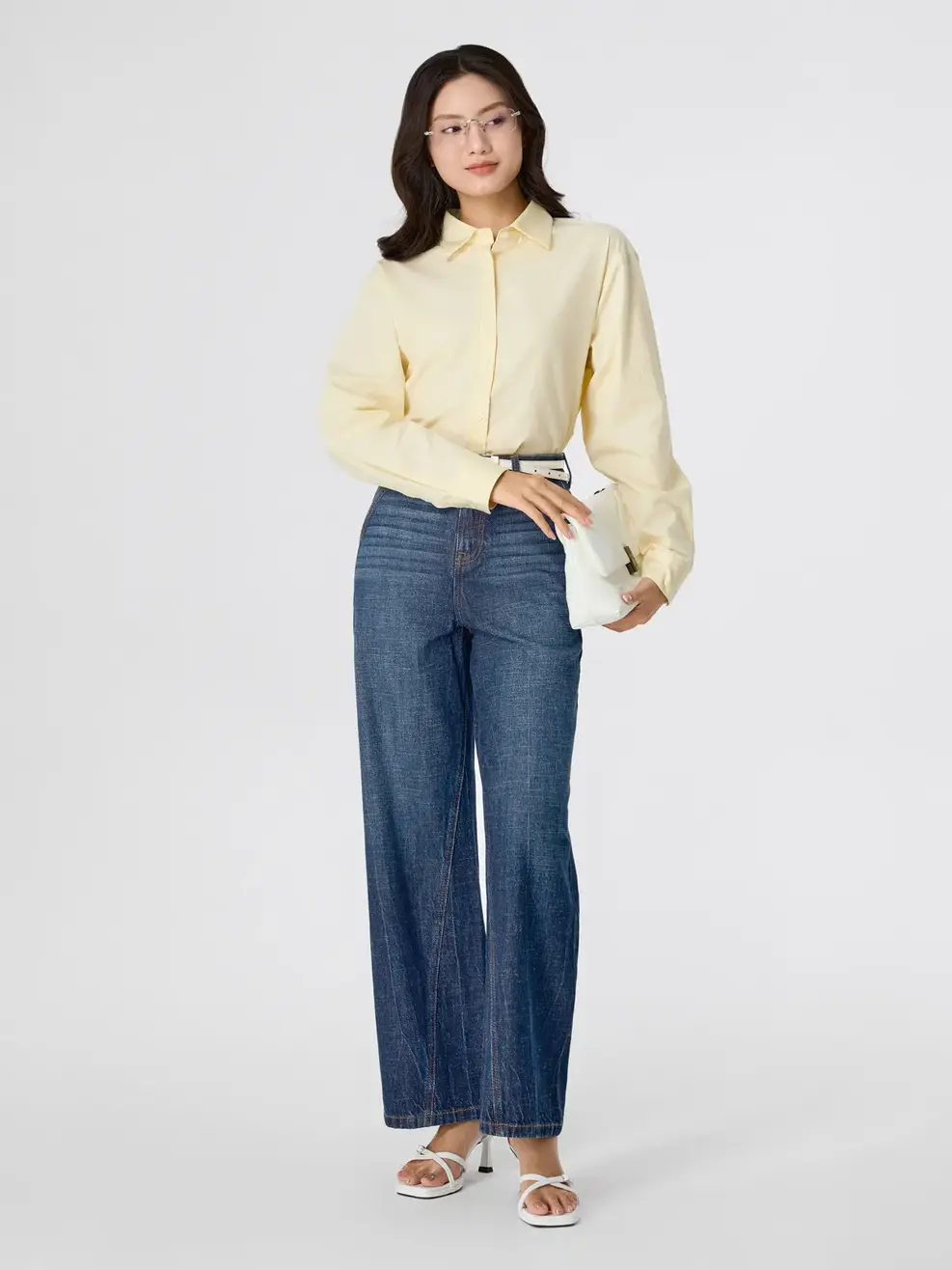 Áo Sơ-mi Loose fit cotton - Màu vàng 001 - S