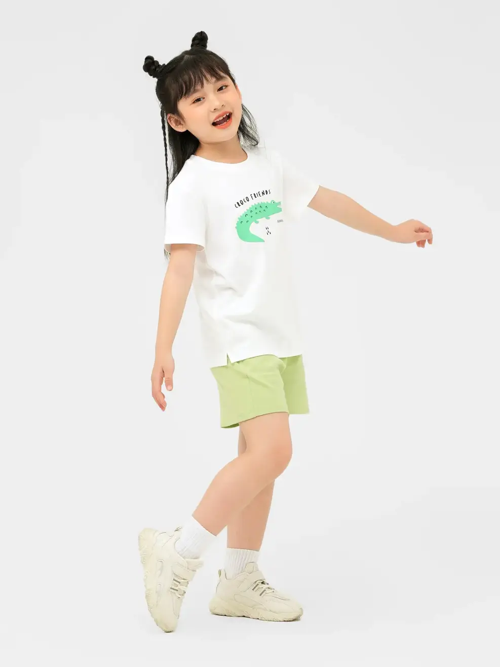 Đồ Bộ Kid In Cá Sâu Cotton Usa - Trắng Xanh - 2