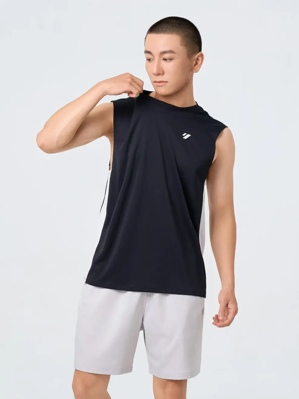 Áo Ba Lỗ Thể Thao Vai Chờm Phối Sườn - ĐEN 002 - M