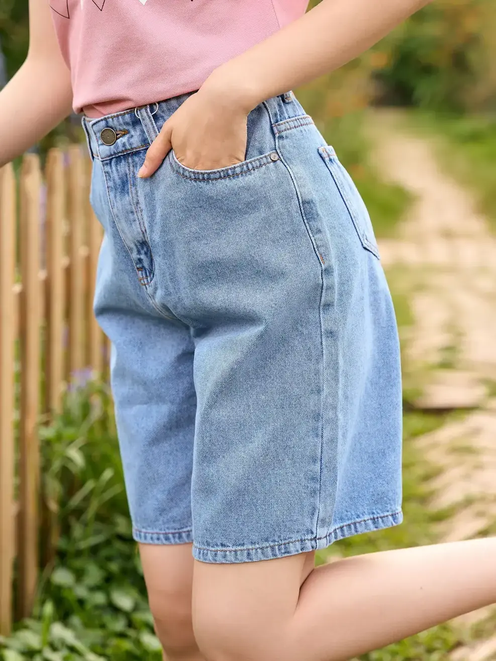 Quần Short Jeans Bermuda Lưng Cao (SJN3052) - Màu chàm 003 - 26