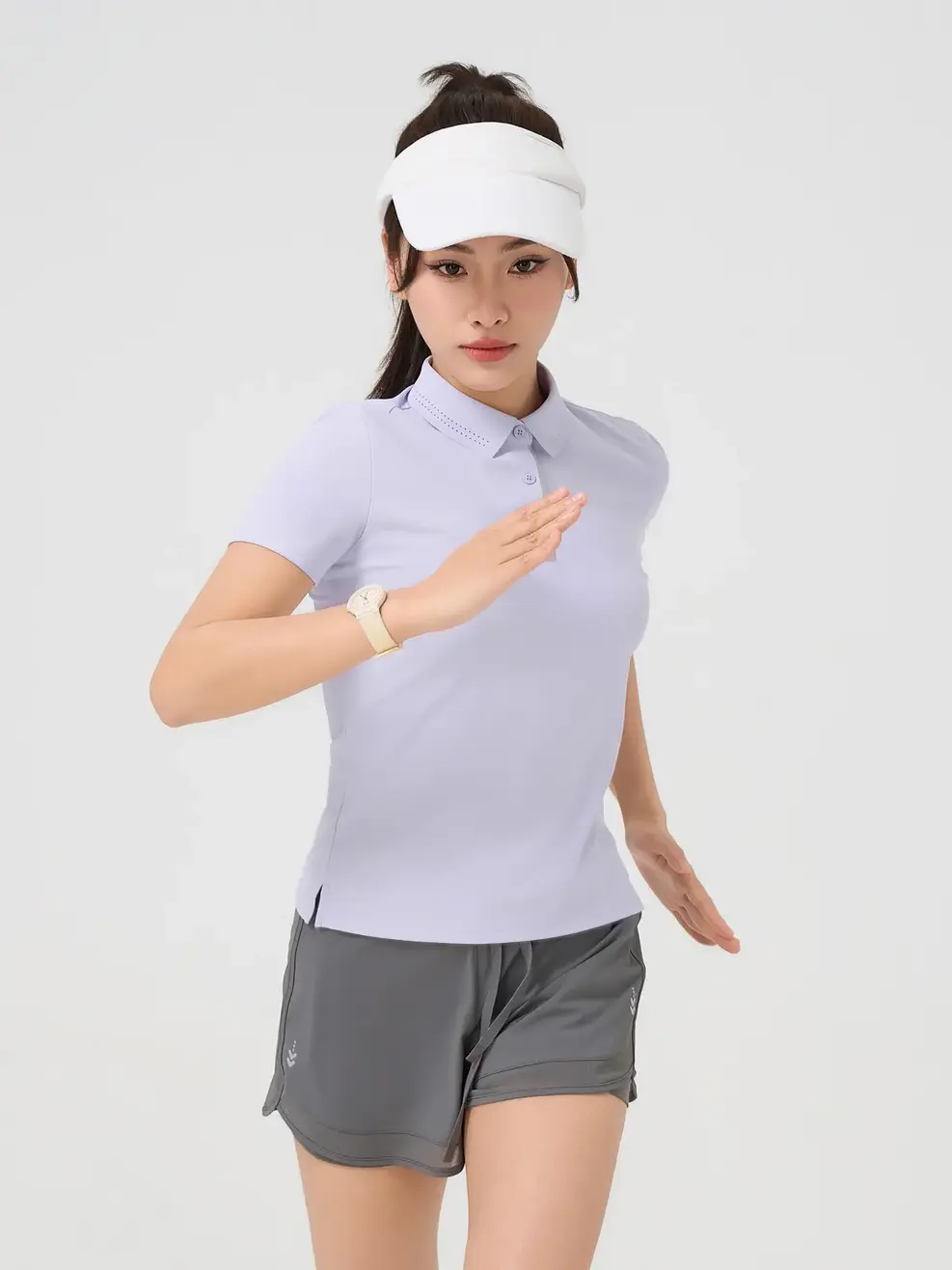 Áo Polo Nữ Airycool Ép Seam Lá Cổ Laser - Màu tím 002 - XS