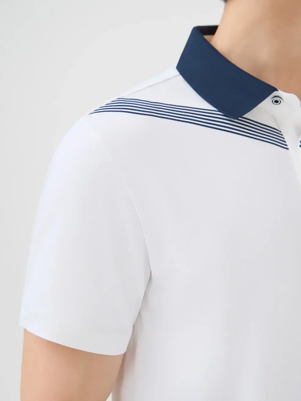 Áo Polo Nam Phối Cổ Thân Có In - White 004 - S