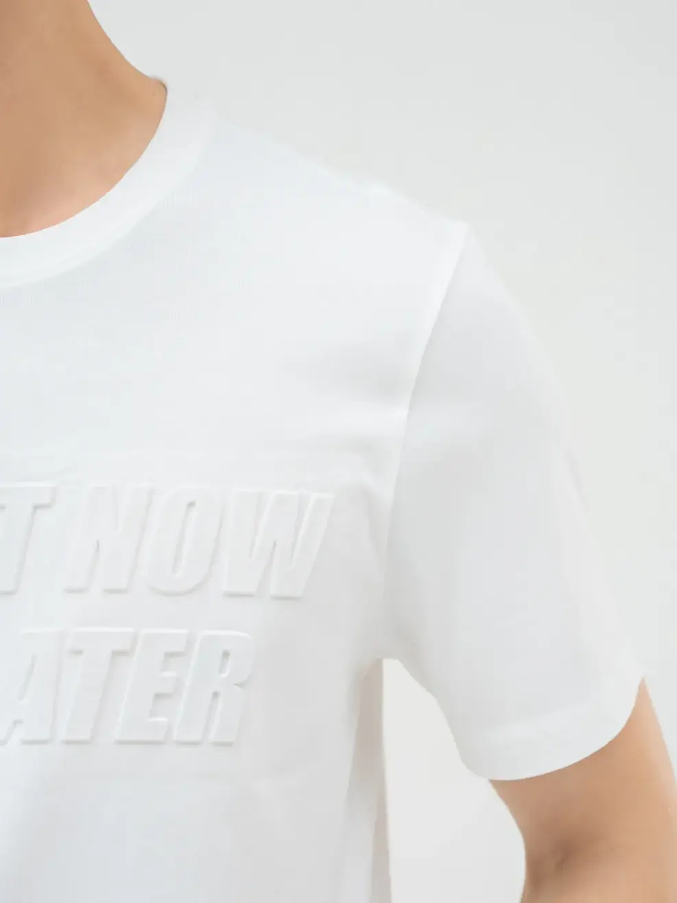 T-shirt Nam Dập Chữ Nổi Cotton Usa - Trắng 1 - M