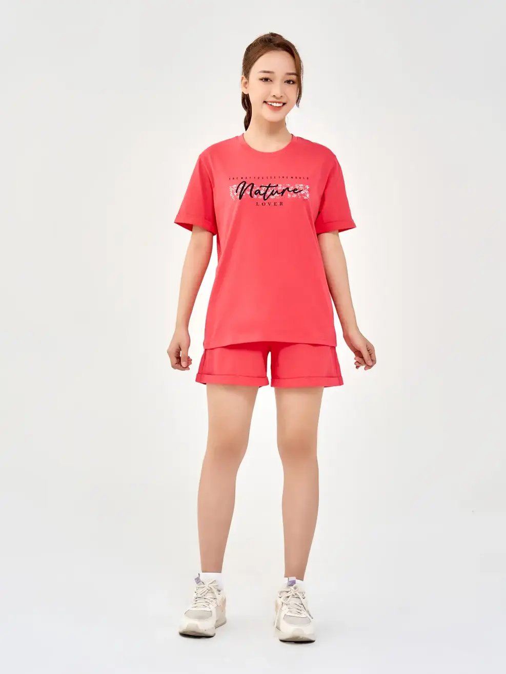 Đồ Bộ Nữ Cotton Usa Dáng Rộng In Nature - Hồng - S