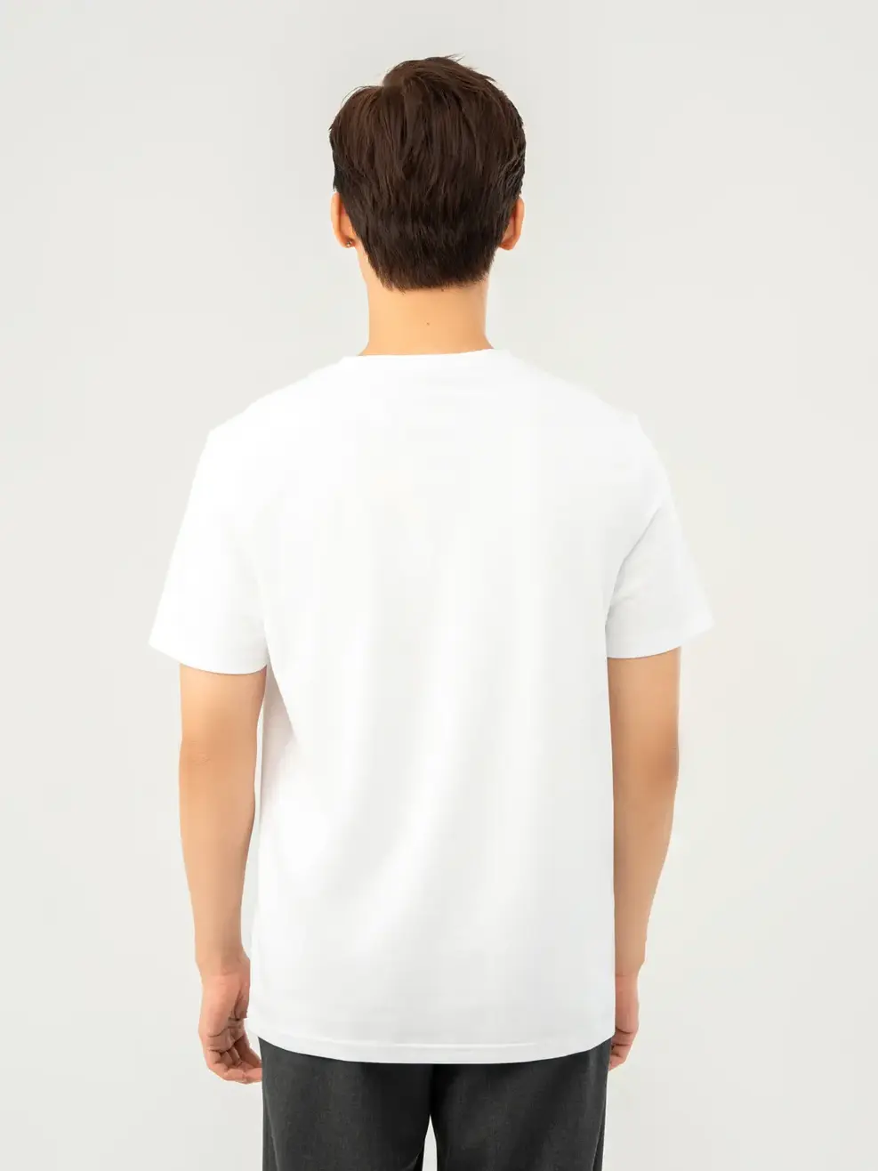 T-shirt Nam Thêu Happy Bear Bột Ngô - Trắng 1 - M