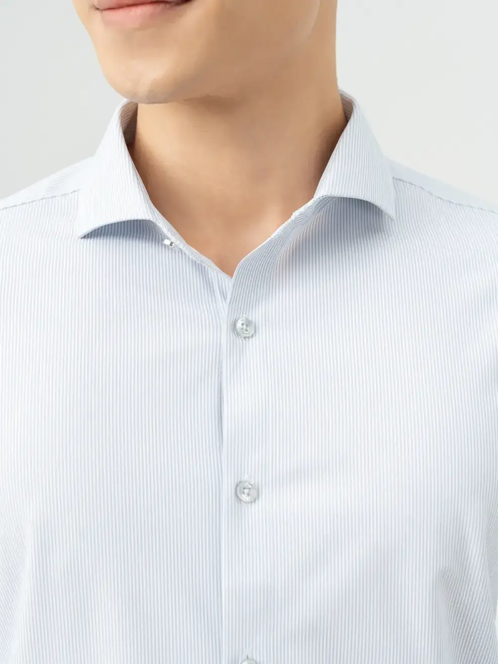 Áo Sơ-mi nam dài tay Knit kẻ sọc (SMM7019) - Kẻ Xám 160 - M