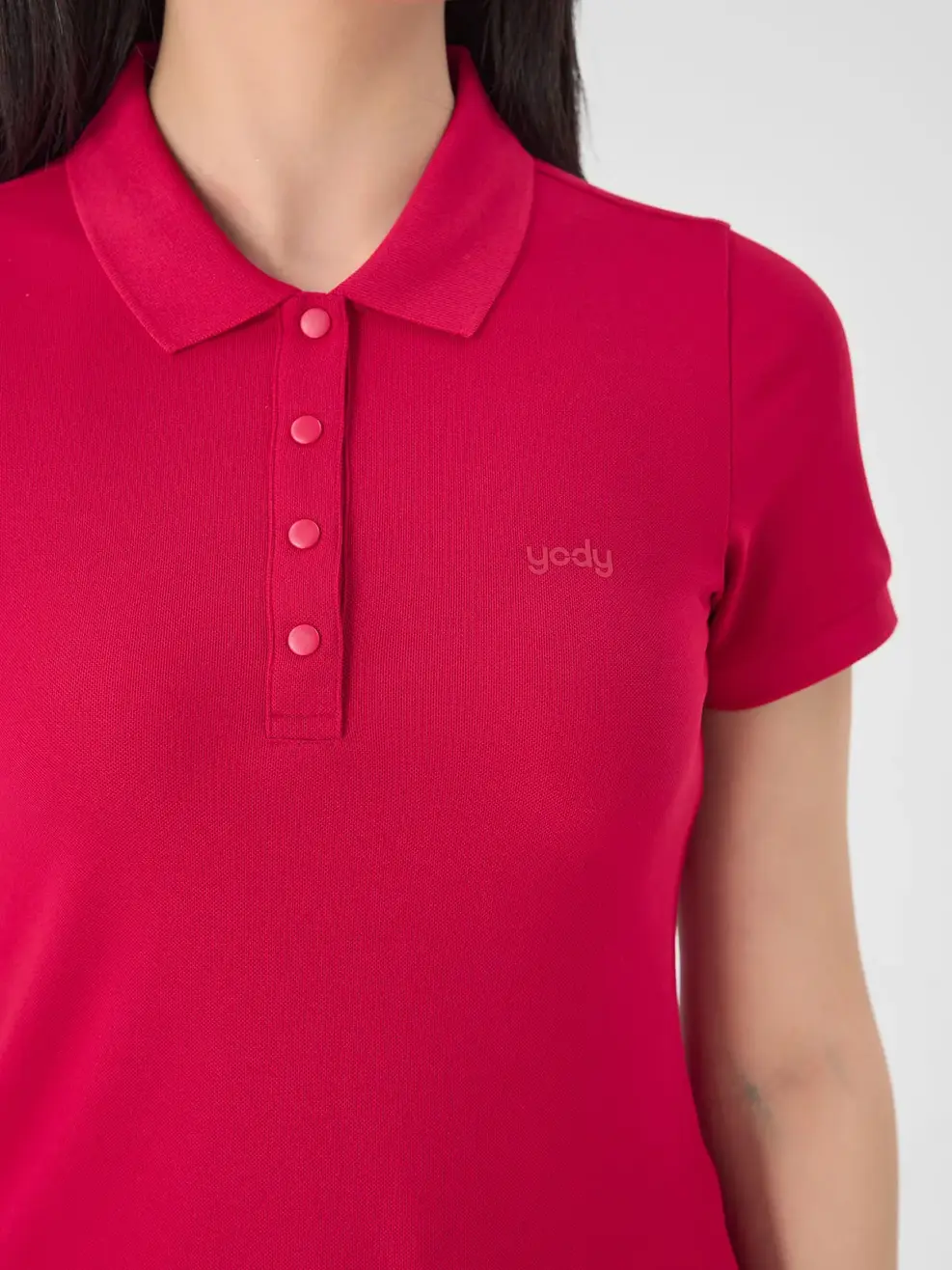 Polo Nữ Cafe Dệt Tổ Ong Nẹp Dài - Đỏ - S