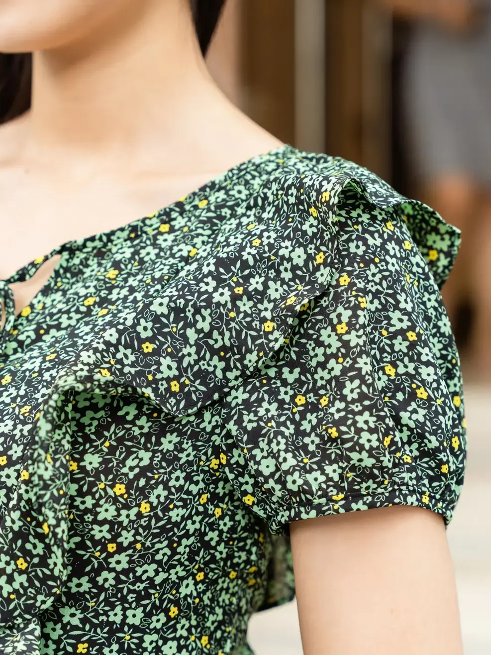 Váy nữ xoè bèo thân - Xanh - S