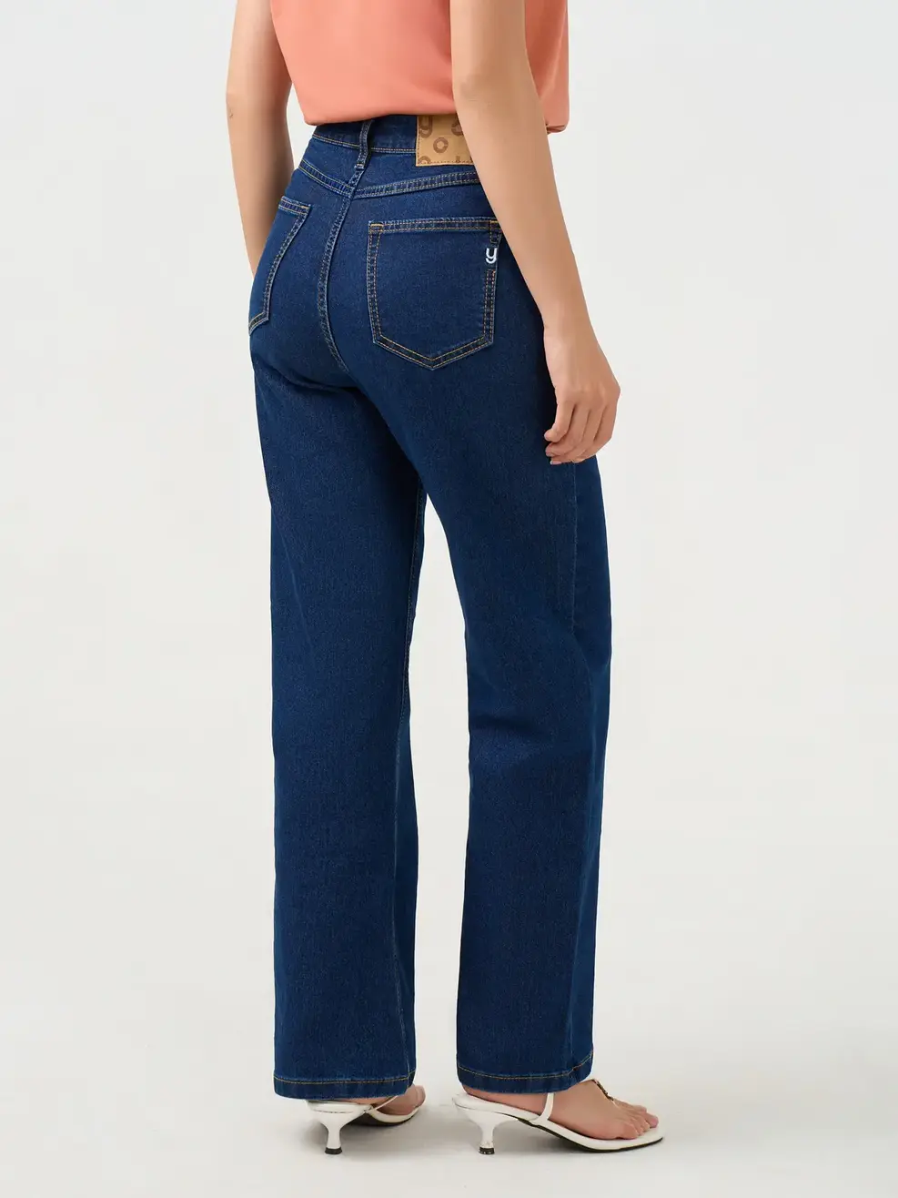 Quần Jeans Nữ Straight Thêu Túi Hậu - Màu chàm 001 - 26