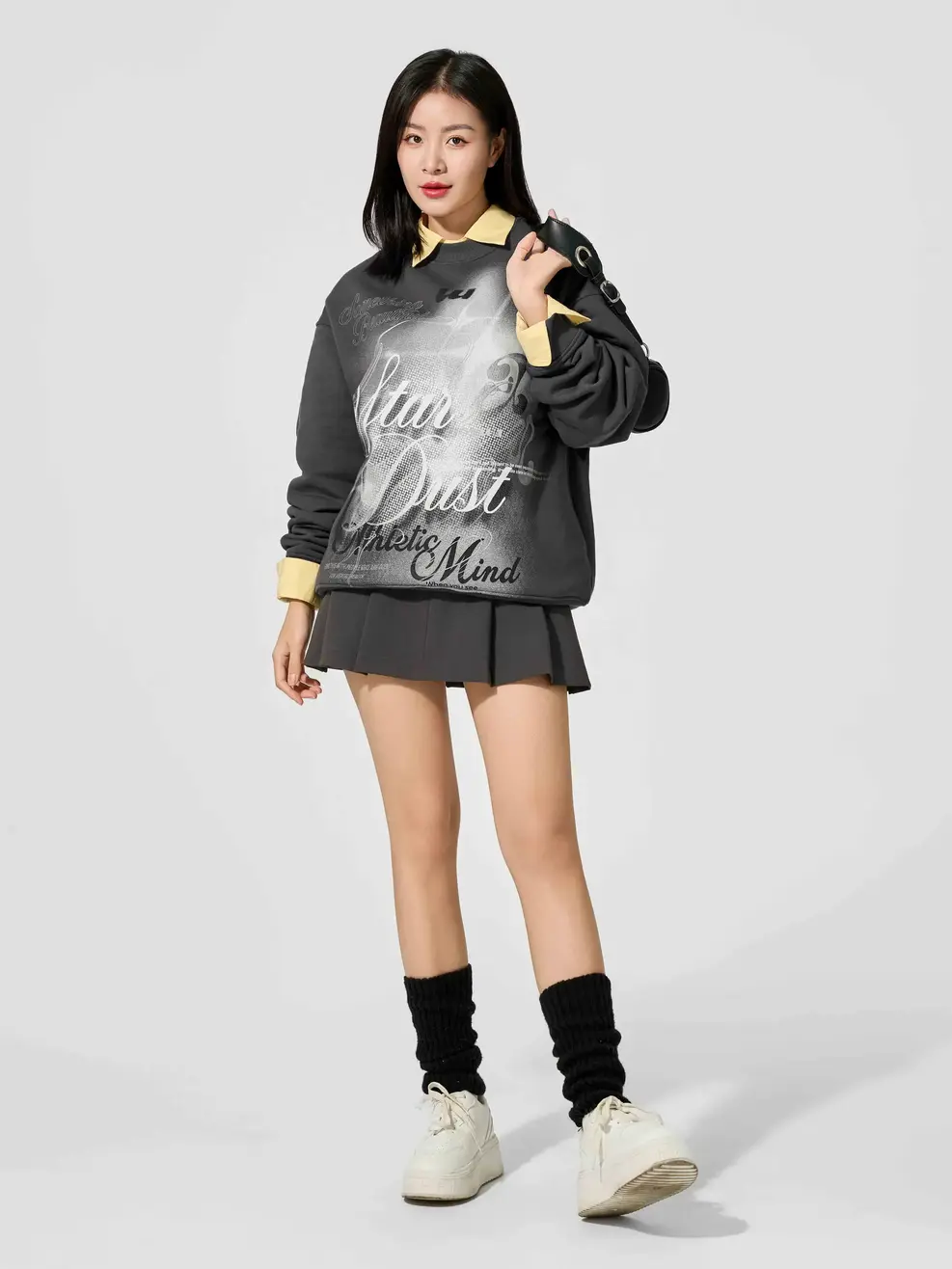 Sweater In Tràn - Ghi - 1