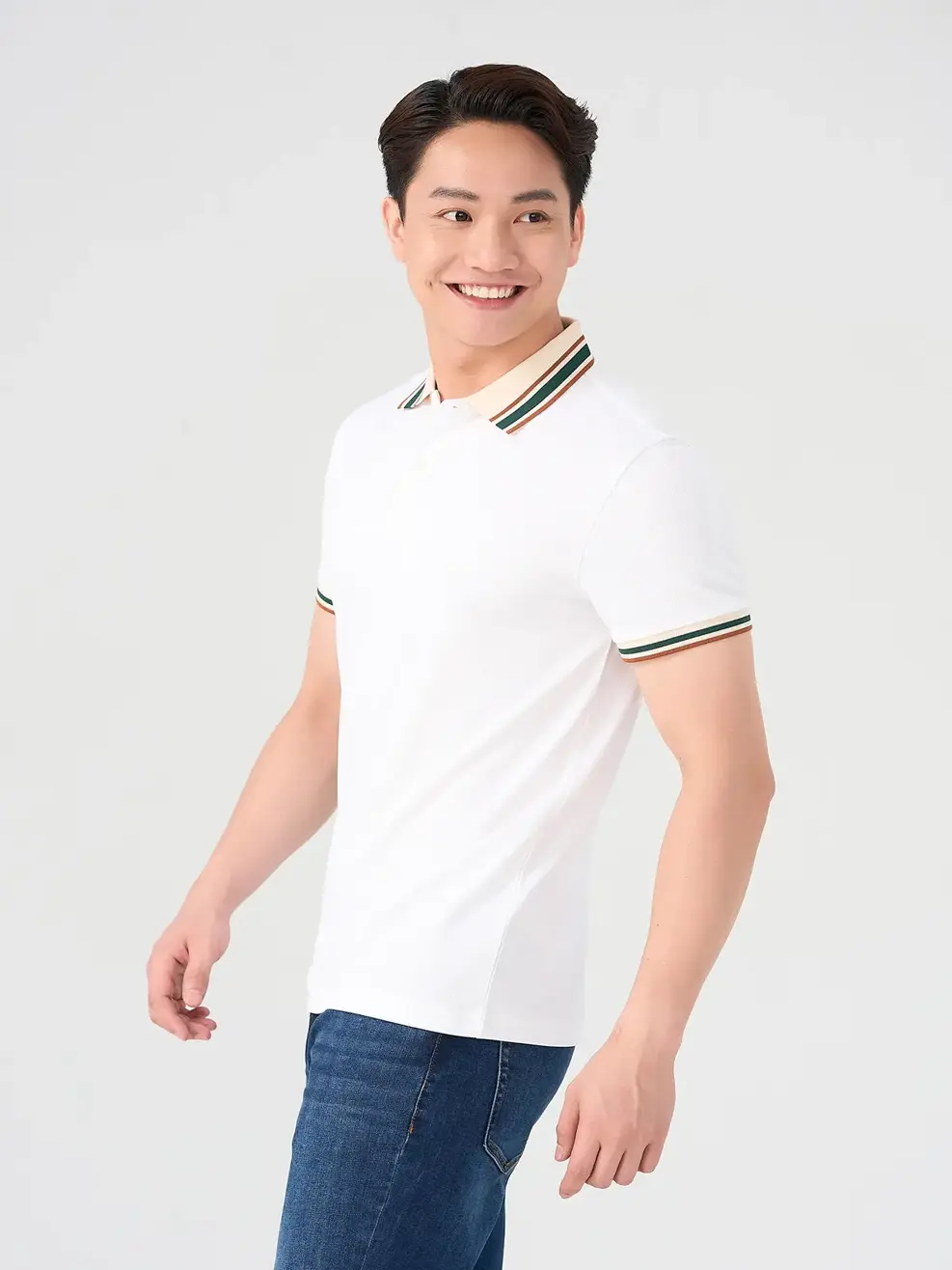 Áo Polo Nam Bo Cổ Phối Màu - Trắng - 3XL