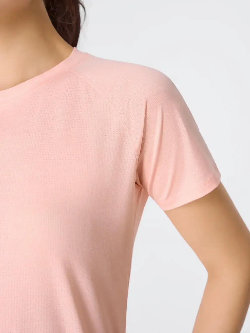 Áo Phông Thể Thao Siêu Nhẹ Dệt Melange - Phối Màu Hồng 085 - S