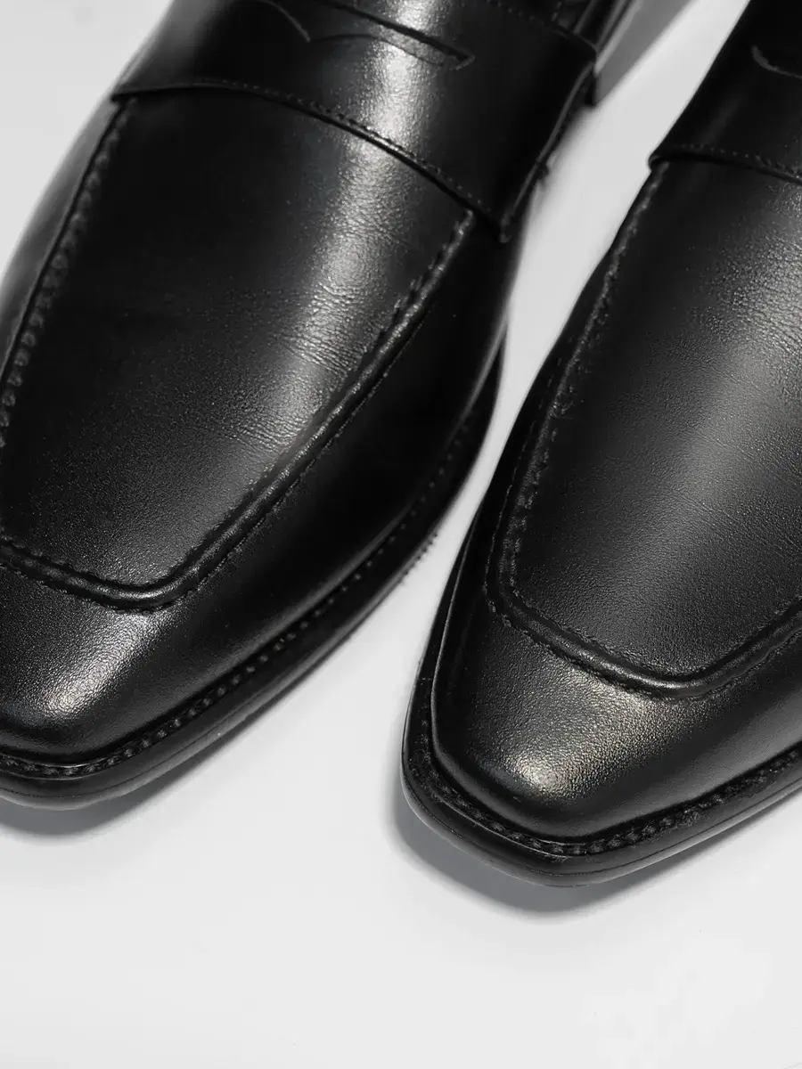 Giầy nam penny loafer da bò nappa cao cấp - Đen - 39