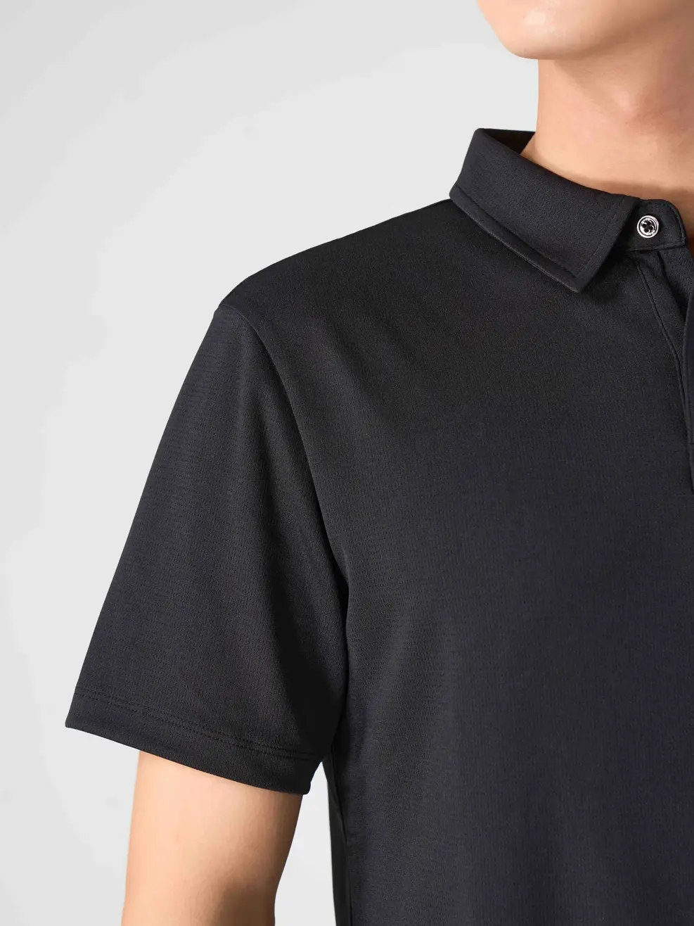 Polo Nam Yody Sport Cầu Vai Thân Sau - Đen - M